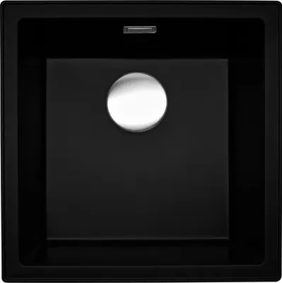 Produktbild von Reginox Spüle PARIS 40 in PURE BLACK mit Druckknopfexcenter Edelstahl / Ausschnitt: 446 x 446 mm / Regi Granite