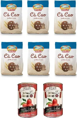 Produktbild von 6x Divella Kekse Cà Cao 400g Italien biscuits kakao cocoa cookies kuchen brioche + Italian Gourmet 100% italienische geschälte Tomaten dosen 2x 400g