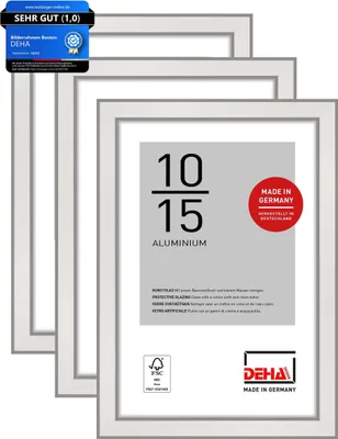 Produktbild von DEHA Design Aluminium Portraitrahmen, Bilderrahmen 3er SET Boston, 10x15 cm, Silber
