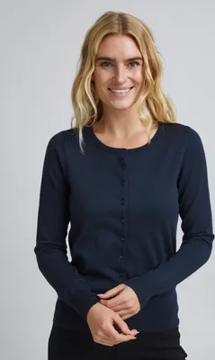 Produktbild von fransa FRZubasic Damen Strickjacke Feinstrick Cardigan Strickcardigan mit Rundhalsausschnitt und Knopfleiste
