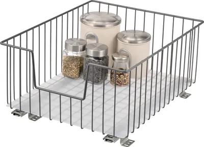 Produktbild von bremermann Schrank-Korbauszug 40 cm mit Einlegeboden, Küchenschublade zum Nachrüsten, Schrankauszug aus Metall, grau