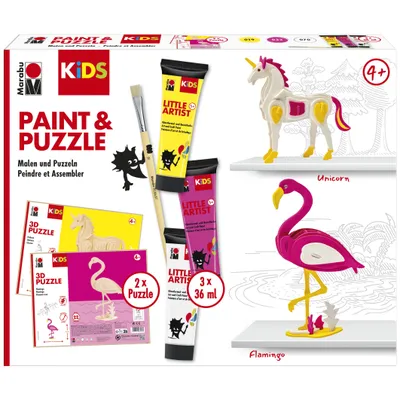 Image de Marabu 305000000111 Marabu KiDS Paint & Puzzle Set Little Artist, Flamingo