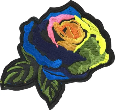 Produktbild von Rose leuchtende Farben Emblem-Aufnäher zum Aufbügeln