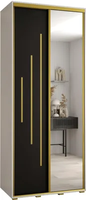 Produktbild von MEBLE KRYSPOL Davos 13 Schrank, zwei Türen - 235,2x100x45 cm - Weiß Schwarz Gold