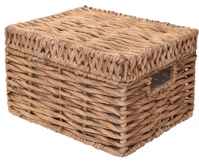 Produktbild von VIVANNO Regalkorb Wasserhyazinthe KIRA Würfel, Natur geflochten - 34x27x26 cm