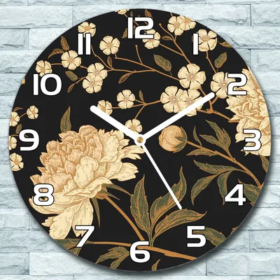 Produktbild von Wanduhr aus Glas Rund fi 30 Weiße Pfingstrose Quarz Deko Schlafzimmer Büro