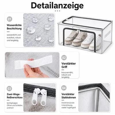 Imagen del producto de Caja de almacenamiento transparente, de 25 litros, con cremallera, para guardar debajo de la cama