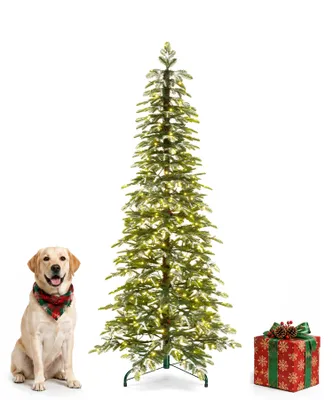 Produktbild von Künstlicher Tannenbaum mit LED Licht Schneeeffekt und PE Zweigen,Festliche Kunsttanne zur Weihnachtsdekoration in Wohnräumen
