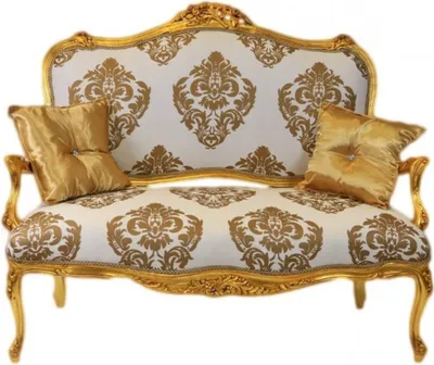 Produktbild von Casa Padrino Barock Sofa Weiss-Gold Muster / Gold - italienischer Stil - Barock Möbel