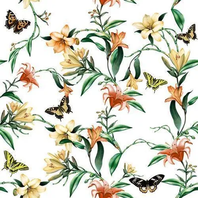 Produktbild von 20 Servietten Flower Harmony - Schmetterlinge an Ranken 33x33cm
