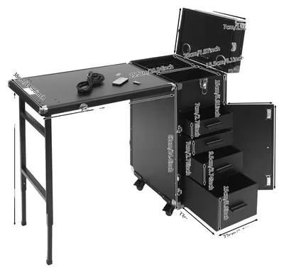 Zdjęcie produktu dla Stół do manicure, składany, z bezpiecznym miejscem do przechowywania, kolor czarny
