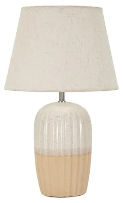 Imagen del producto de Lámpara de mesa Japandi de cerámica arena y crema