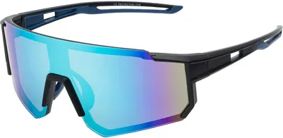 Produktbild von Uni Sonnenbrille 80er Fahrradbrille Sport Brille Retro verspiegelt Blau/Lila-Schwarz