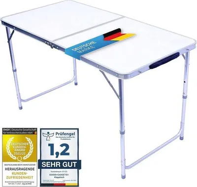 Produktbild von Famanu Klapptisch Multifunktional - Verstellbare Camping- und Gartentisch - 120 x 60 cm