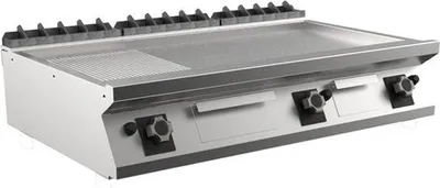 Obrázok produktu pre Plynový gril Mareno M1-700 s 2/3 hladkým a 1/3 rebrovaným matným chrómovým plechom, 120 cm