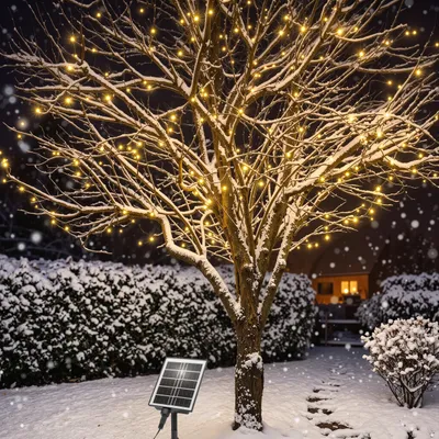 Produktbild von Solar Lichterkette Outdoor, 200 LEDs Gartenbeleuchtung Terrasse Balkon 103510