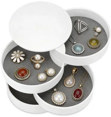 Immagine prodotto di Organizzatore per gioielli in plastica, con 4 scomparti, adatto per orecchini, anelli, braccialetti, dimensioni 2,5 x 10 x 10,5 cm