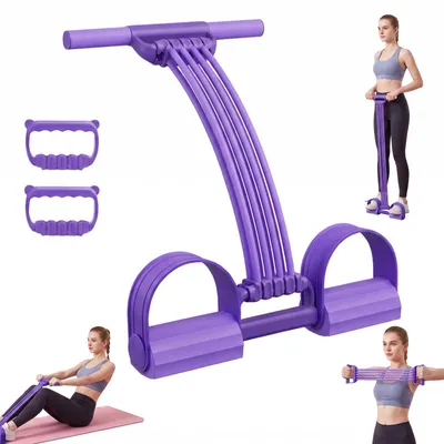 Obrázek produktu pro Gumový expander s madlem, pedál s 8 úrovněmi odporu, cvičení na posílení břišních svalů, posilování