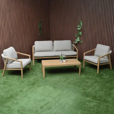 Produktbild von Gartenlounge SenS-Line Sardinië Sessel-Bank Aluminium Holzoptik – 82346