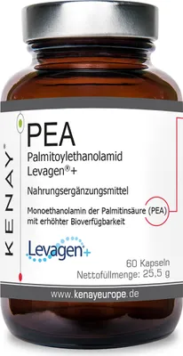 Produktbild von PEA Palmitoylethanolamid Levagen®+ 60 Kapseln vegan  Nahrungsergänzungsmittel KENAY®