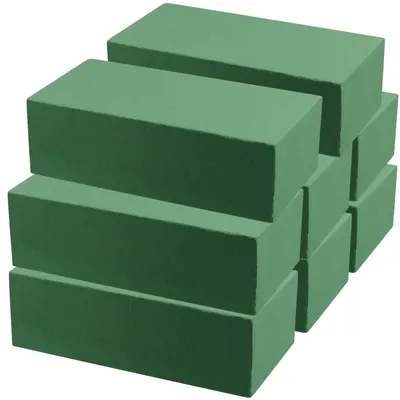 Obrázek produktu pro Květinový pěnový blok 8 kusů - suché květinové pěnové bloky - zelené polystyrenové bloky - aranžmá umělých květin - absorbující pěna - pevně drží stonky květin - květinová pěna