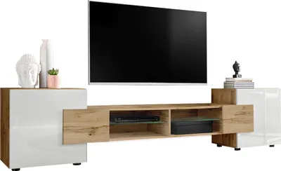 Produktbild von Komodee | TV-Schrank mit 2 Türen Merano | Korpus Wotan Matt Frontfarbe Weiß und Wotan