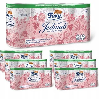 Zdjęcie produktu dla Papier toaletowy Foxy Jedwab neutralny dla skóry (8 rolek) x 7 opakowań