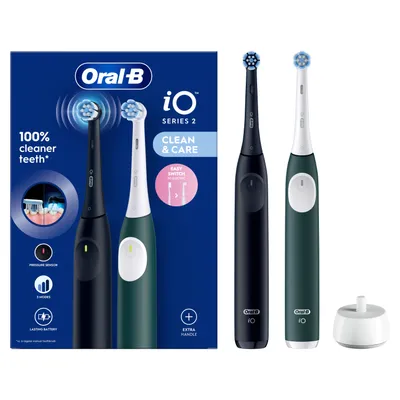 Produktbild von Oral-B iO Series 2, Erwachsener, Vibrierende Zahnbürste, Tägliche Pflege, Sensibel, Super sensitive, Schwarz, Grün, 2 min, Rund