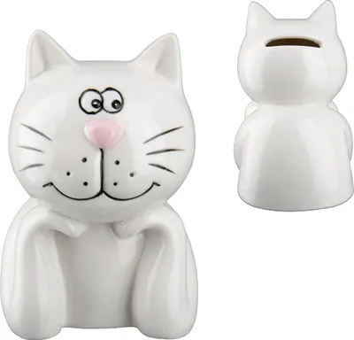 Imagen del producto de Gilde, alcancía de porcelana con forma de gato, modelo "Mietze", paquete de 6 unidades, código de producto 32111