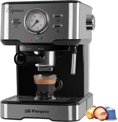 Produktbild von Orbegozo EX 5500, Espressomaschine, 1,5 l, Kaffeekapsel, Gemahlener Kaffee, 1100 W, Schwarz, Silber