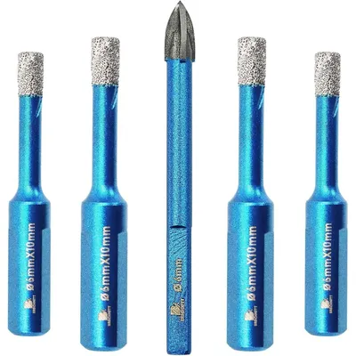 Produktbild von Diamantbohrer Set 5 Stück 6mm Bohrkrone für Fliesen Keramik Granit Porzellan Mauerwerk