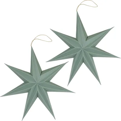 Produktbild von Weihnachtsdeko Sterne zum Aufhängen Salbeigrün 2er Set