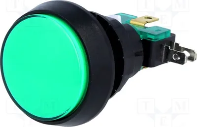 Obrázek produktu pro 1x Spínač, průměr: 44 mm, spínač Stard, zelený, ON-(ON), 10A/250VAC, poloha: 2
