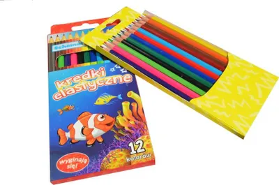 Zdjęcie produktu dla Kredki Elastyczne 12 Kolorów Schemat – nietłukące, bezpieczne, dla dzieci