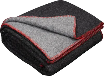 Obrázok produktu pre Vlnená deka 130x170 cm, sivá a tmavosivá, 80% vlna, pre cestovnú deku