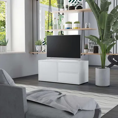 Productafbeelding van TV-meubel "Jübar" van spaanplaat, kleur wit. Afmetingen (breedte/hoogte/diepte): 80x36x34 cm