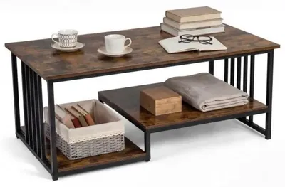 Image de Table basse rectangulaire avec 2 plateaux de rangement