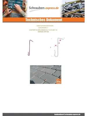 Produktbild von Dachhaken Kupfer 2,7x70