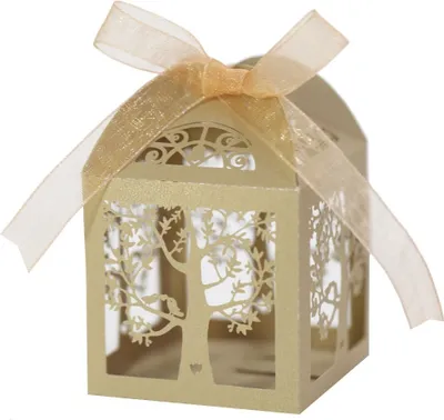Produktbild von 50 Pack Laser Cut Baum Geschenk Boxen Hochzeit Party Favor Boxen Spitze Süßigkeiten Boxen Für Hochzeit Braut Dusche Party Dekoration