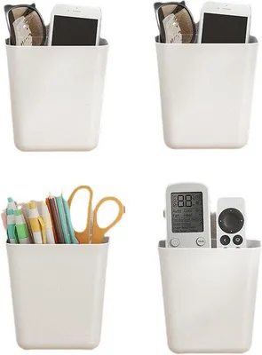 Image de Lot de 4 boîtes de rangement murales, boîtes de rangement pour la cuisine, boîtes de rangement pour la salle de bains, boîtes de rangement pour la cuisine - Blanc - 14 x 9 x 15 cm