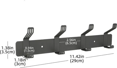 Produktbild von INF Platzsparende 4-Haken-Wandhalterung Grau