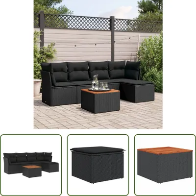 Produktbild von The Living Store 6-tlg. Garten-Sofagarnitur mit Kissen Schwarz Poly Rattan