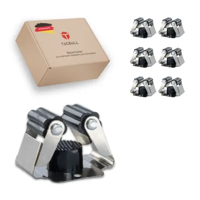 Produktbild von TECBULL® 6 Besenhalter Edelstahl - Gebürstet, Mopp Halter, Besenhalterung, Gartengerätehalter, Wandhalterung, Gerätehaken, Besen Halterung Wand