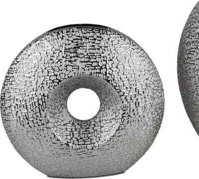 Produktbild von Deko Vase HELSINKI rund mit Lochdesign D. 26cm silber grau aus Keramik Formano