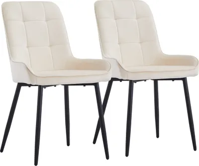 Produktbild von CLIPOP Esszimmerstühle 2er Set, Wohnzimmerstuhl mit Rückenlehne, Samt, Beige
