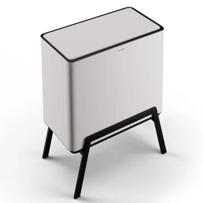 Image de Klarstein Yuma Poubelle - 40 L, avec bac à compost et filtre à odeurs, couvercle à bouton, filtre à charbon actif, corps en acier inoxydable, poubelle de cuisine, 3 bacs, 28 L/12 L/4 L, blanche