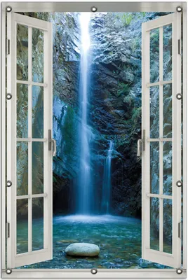 Produktbild von Wallario Outdoor-Poster für Garten oder Balkon 80 x 120 cm: Wasserfall bei Sonneneinfall