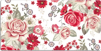 Produktbild von Schreibtischmatte Tischunterlage 90x45 cm Mauspad - rote Blumen