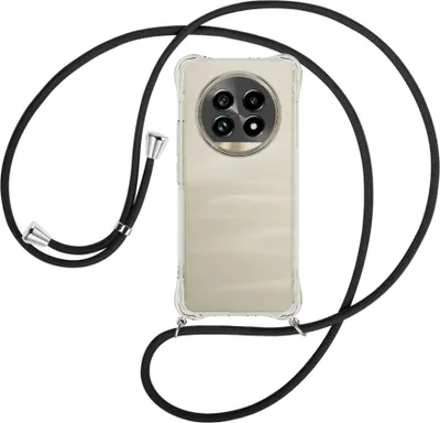 Produktbild von Handykette Backcover-Schutzhülle mit Band (Metall silberfarben) für Realme 13 Pro 5G - schwarz