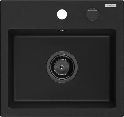 Produktbild von Mexen Milo 1-Becken-Granit-Spüle 435 x 410 mm, Schwarz, Siphon Schwarz - 6505441000-77-B